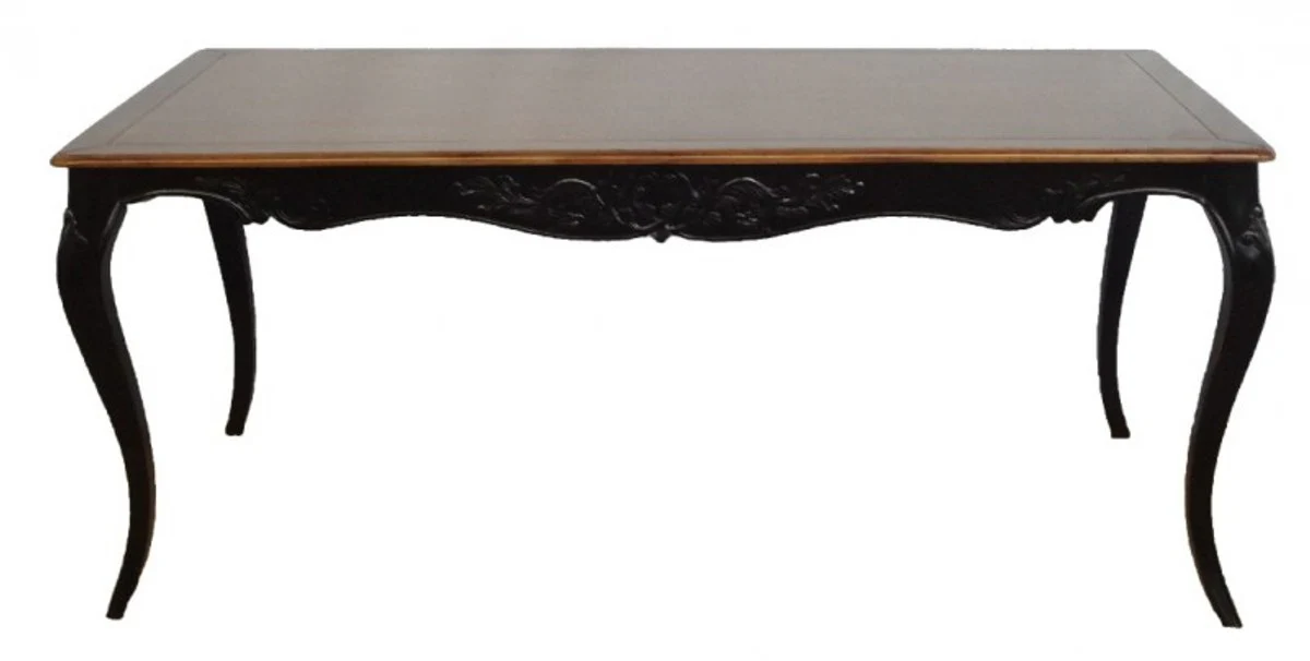 Casa Padrino Baroque dining table antique black / wood color mahogany 180 cm - Table