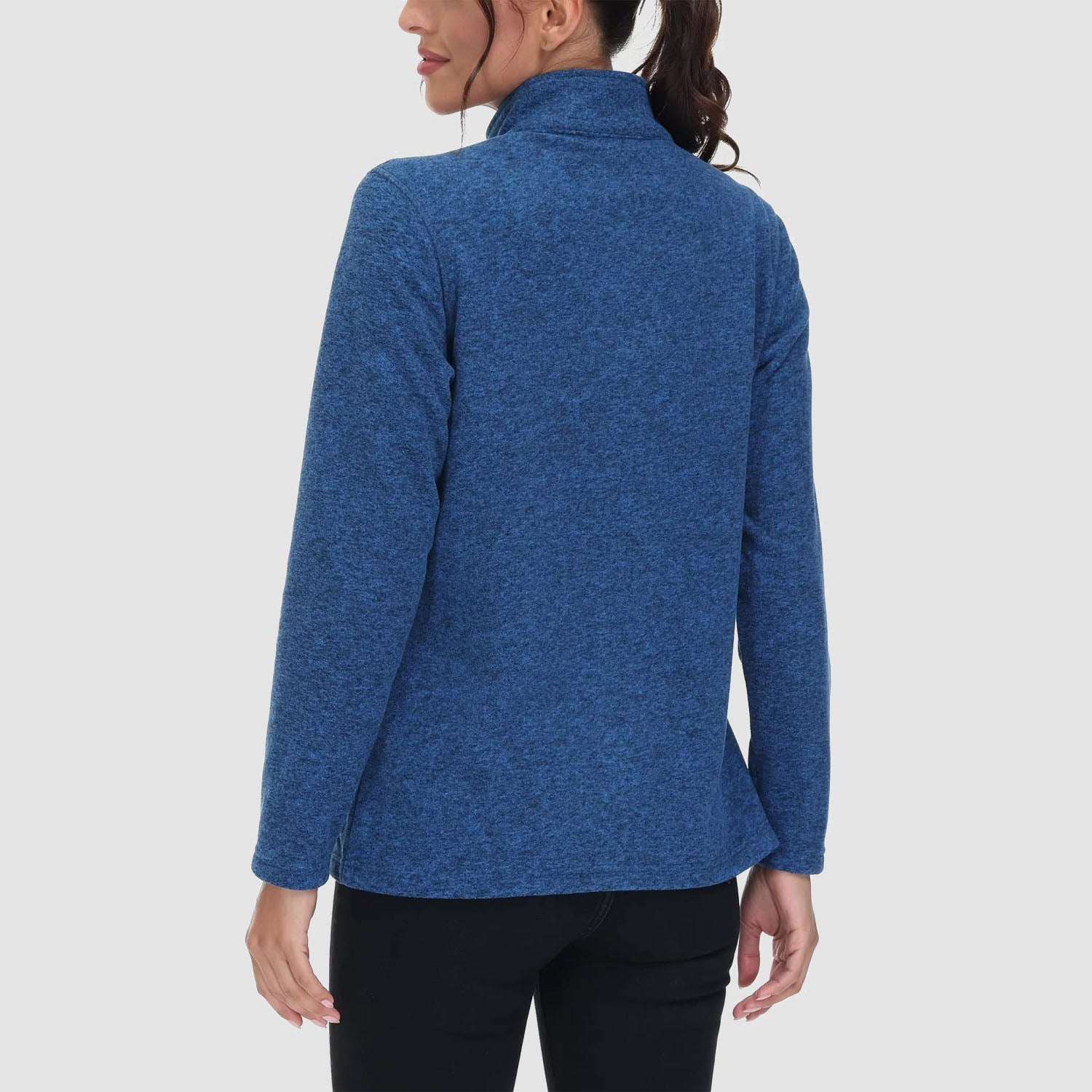 Women's Fleece Jacket Sweater Full Zip Up Coat With Zipper Pockets Warm