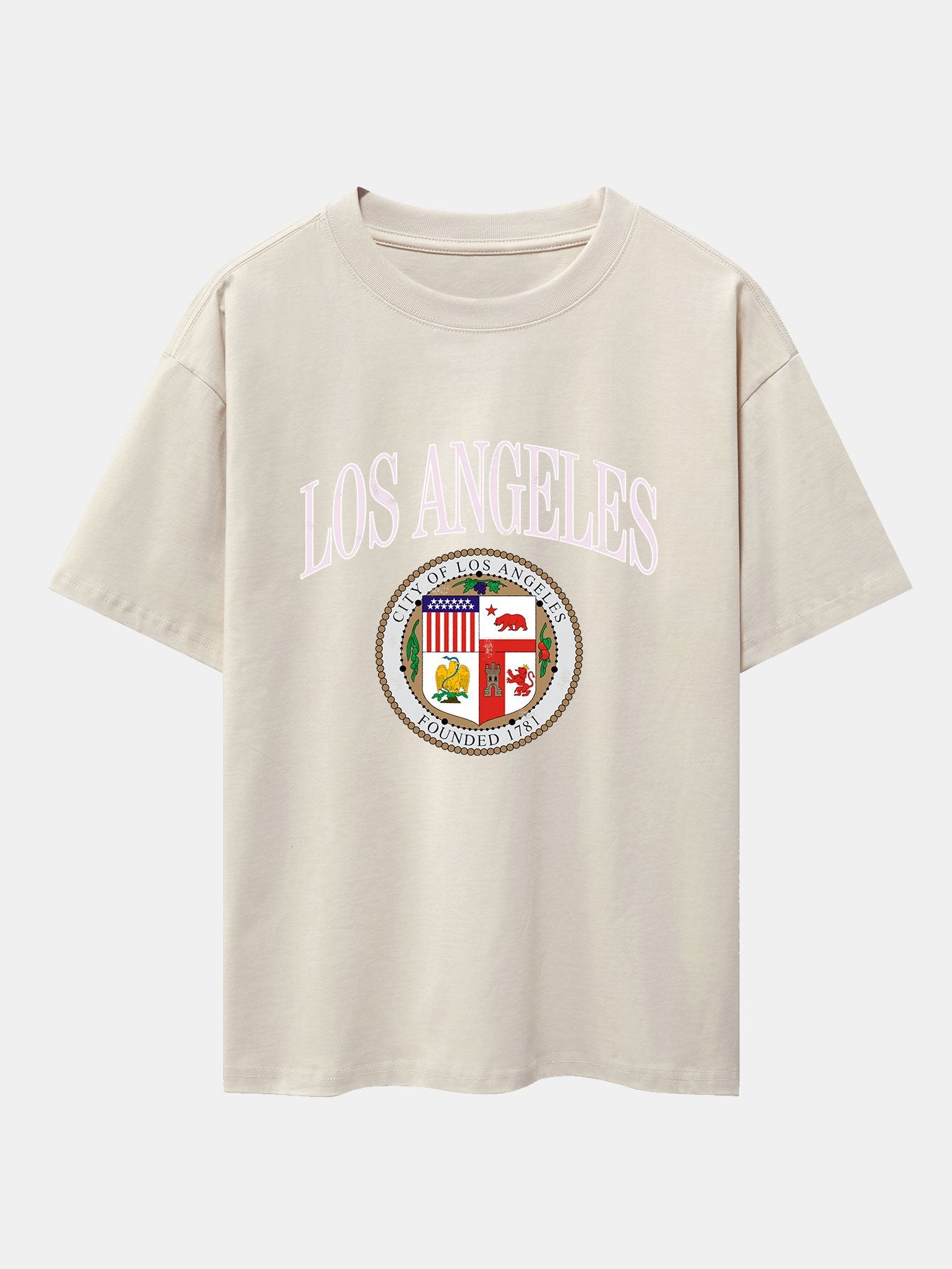 Los Angeles Coat Of Arms Print Drop Shoulder Oversize T-Shirt