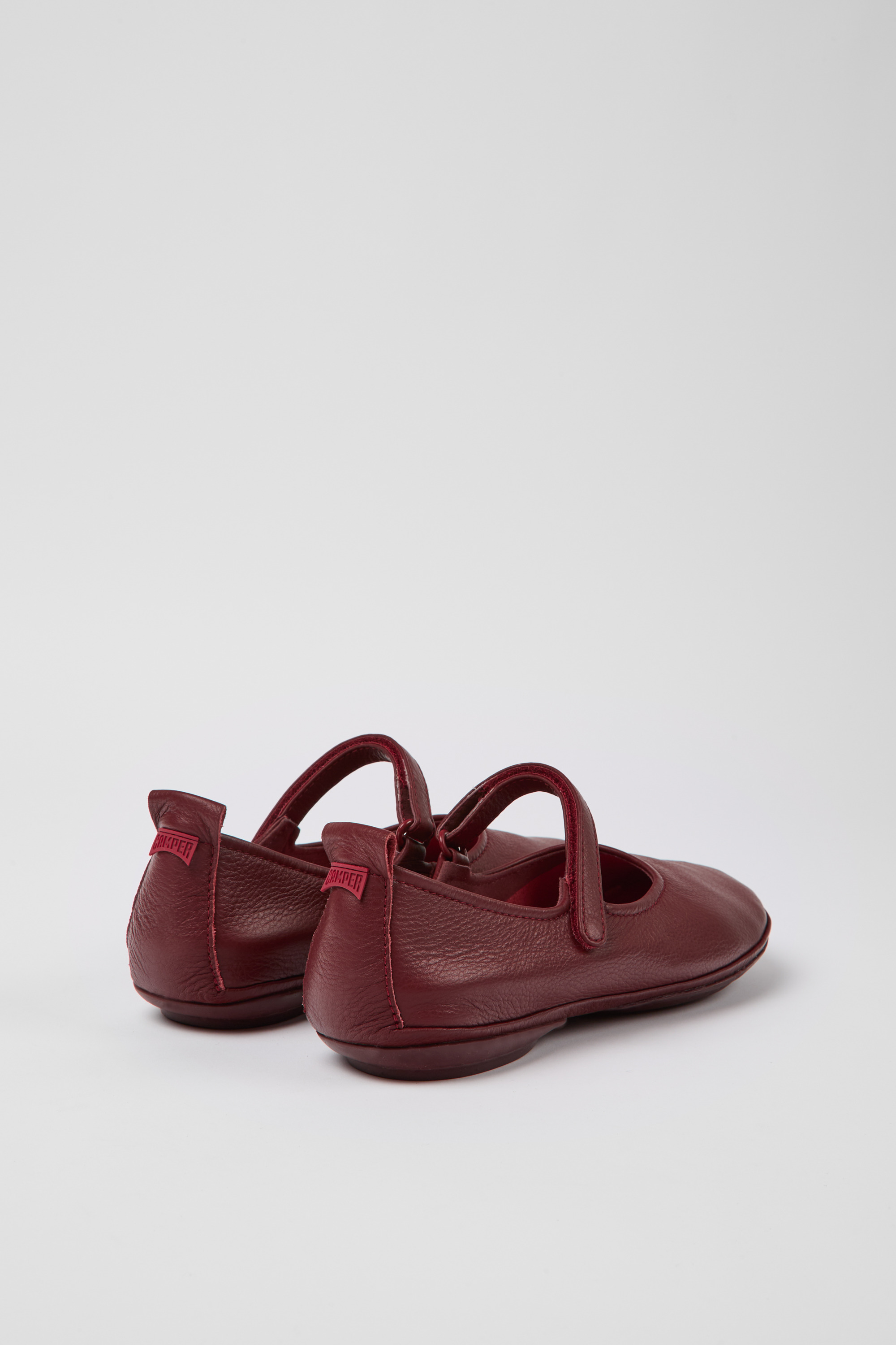 Right - Burgundy leather ballerina flats for women