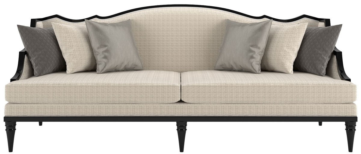 Casa Padrino sof¨¢ de sal¨®n Art Deco de lujo beige / negro 260 x 100 x A. 87 cm - Calidad de Lujo - Muebles Art Deco