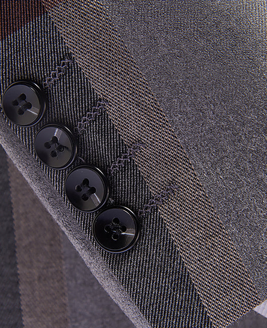 Business Plaid Print Lapel Collar Blazer & Blazer Vest & Pants 3pcs Set