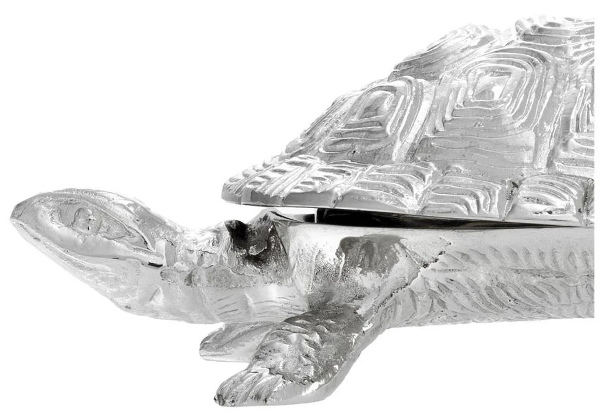 Caja de lujo Casa Padrino con la tortuga tapa de latón niquelado 19,5 x 10,5 x 6,5 cm H. - Decoración de lujo