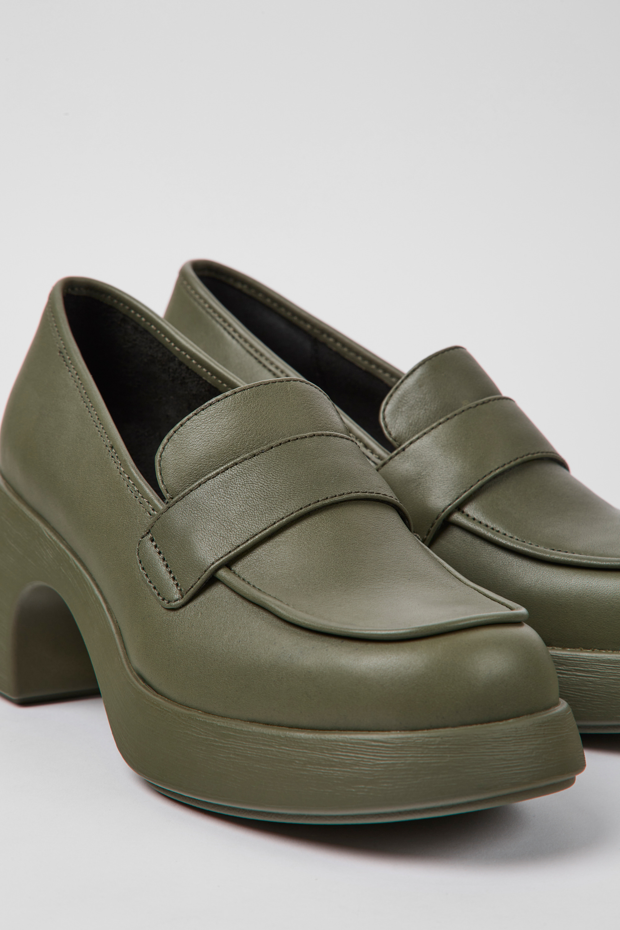 Thelma - Green leather shoes for women