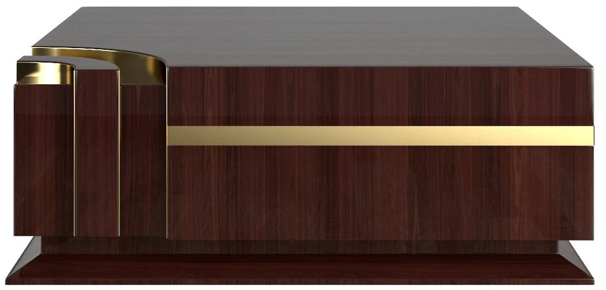 Casa Padrino mesa de centro de dise?o marr¨®n oscuro brillante / oro 120 x 120 x A. 52 cm - Mesa de sal¨®n cuadrada - Calidad de Lujo