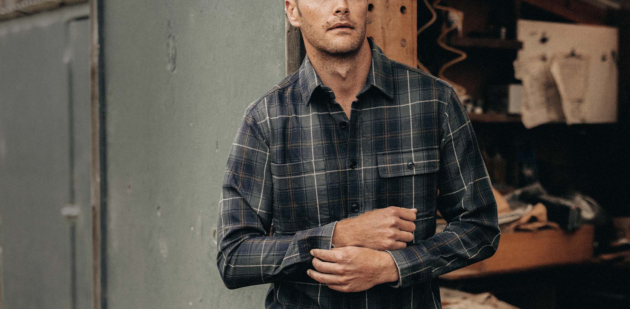 The Moto Utility Shirt in Shale Plaid