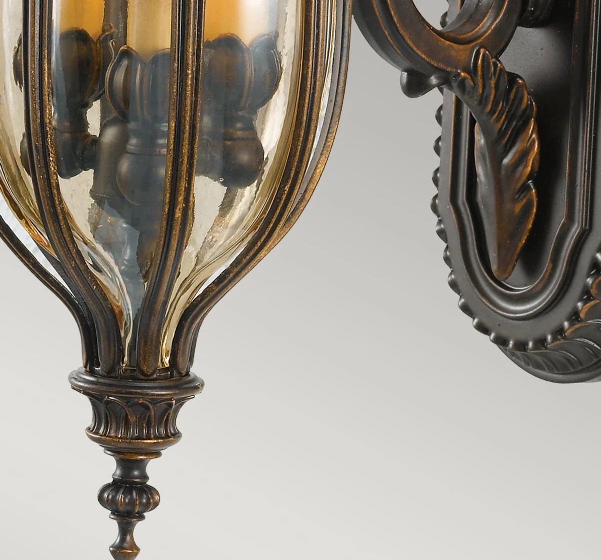 Casa Padrino lámpara de pared de exteriores barroco marrón / bronce / oro 24,1 x 35,6 x A. 57,8 cm - Elegante lámpara de exterior para terraza jardín balcón - Iluminación exterior barroco