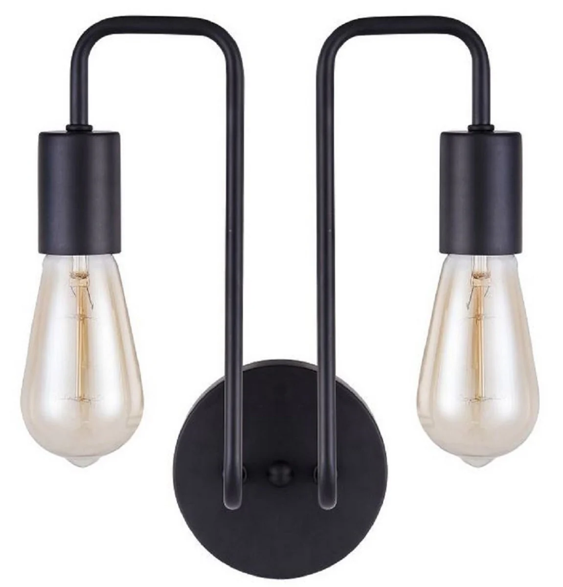 Casa Padrino lámpara de pared de diseñador negro 25 x 17 x H. 30,5 cm - Luz Moderna con Marco de Metal Revestido y un Estilo Inusual de Loft