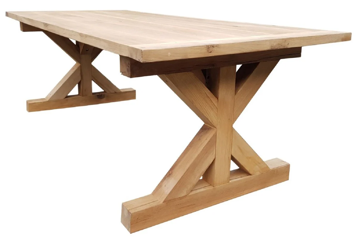 Casa Padrino mesa de comedor de madera de roble estilo campestre natural - Diferentes Tama?os - Mesa de cocina de madera maciza - Muebles de comedor r¨²sticos