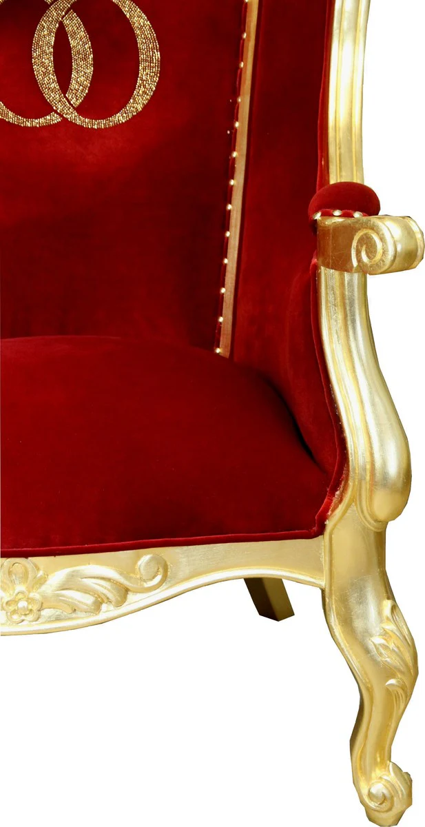 Pomp??s by Casa Padrino Luxury Balloon Sill¨®n barroco Bordeaux / Black / Gold with glittering crown - Pomp??ser Baroque Sill¨®n dise?ado por Harald Gl??ckler