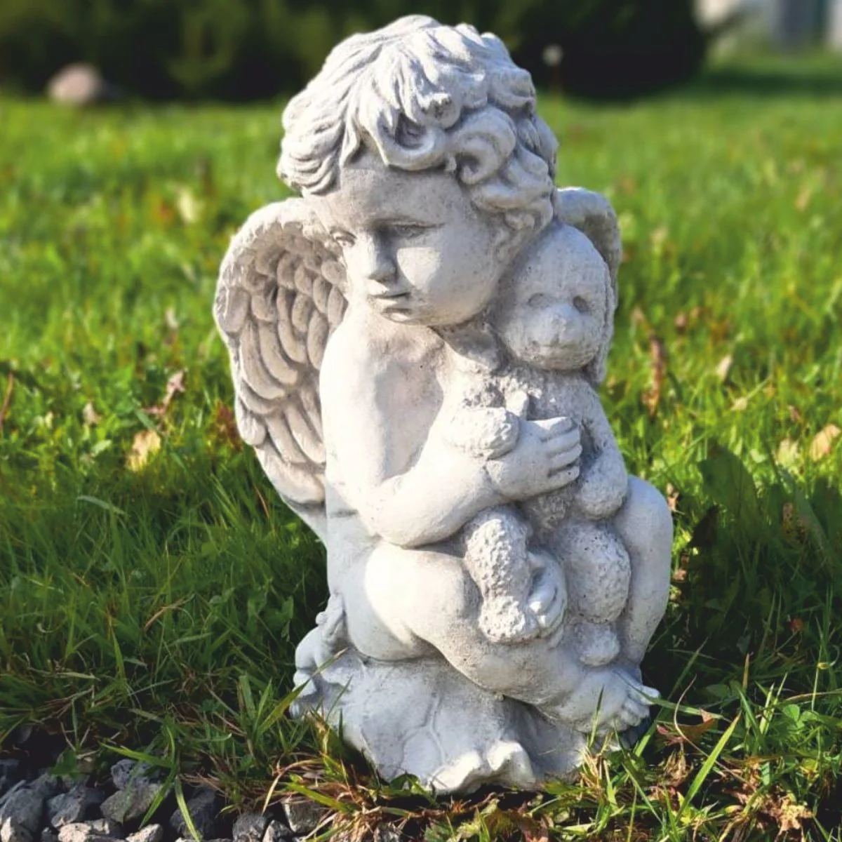 Casa Padrino escultura de decoraci¨®n de jard¨ªn Art Nouveau ¨¢ngel gris H. 36 cm - Figura de jard¨ªn