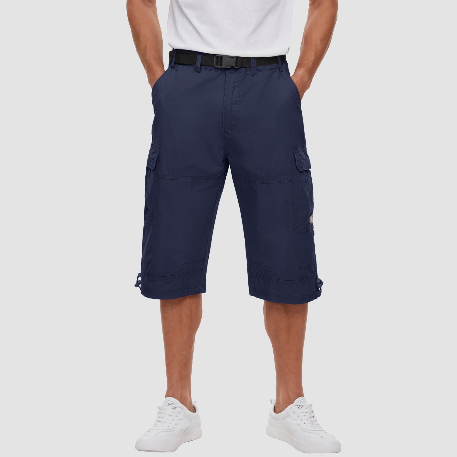 Men 3/4 Cargo Shorts Cotton Lightweight Ripstop with Multi-Pockets