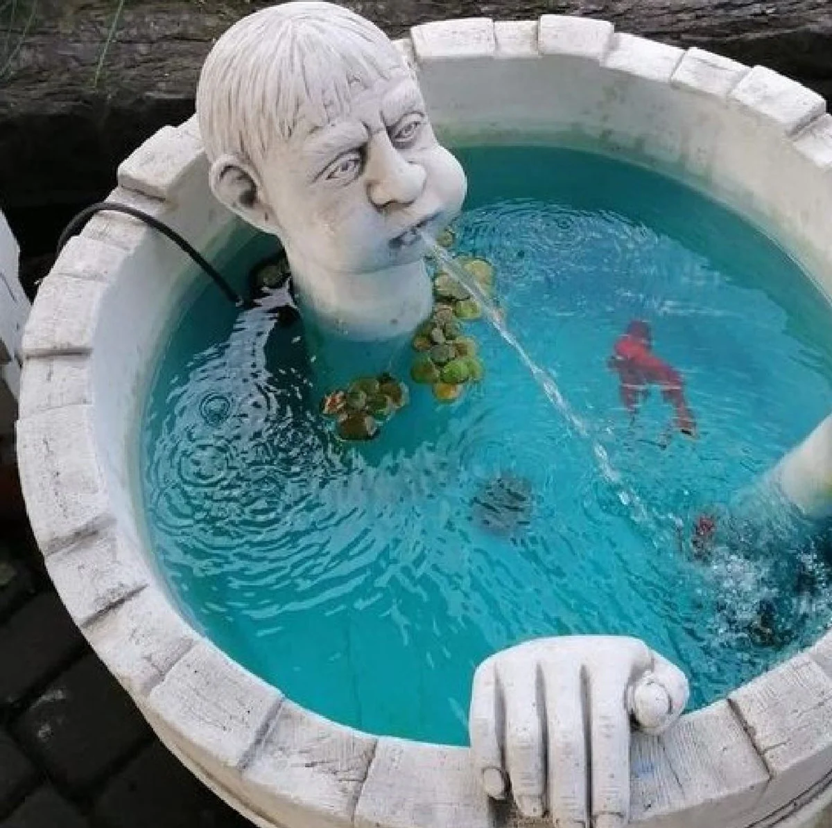 Casa Padrino fuente de decoraci¨®n de jard¨ªn de lujo blanco gris ? 74 x A. 56 cm - Fuente de jard¨ªn de hormig¨®n - Fuente de piedra con escultura de g¨¢rgola - Accesorios de decoraci¨®n de jard¨ªn