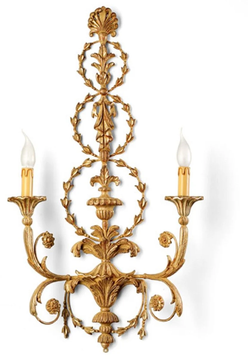 Casa Padrino l¨¢mpara de pared doble barroco de lujo beige antiguo / plata A. 81 cm - Hecho en Italia