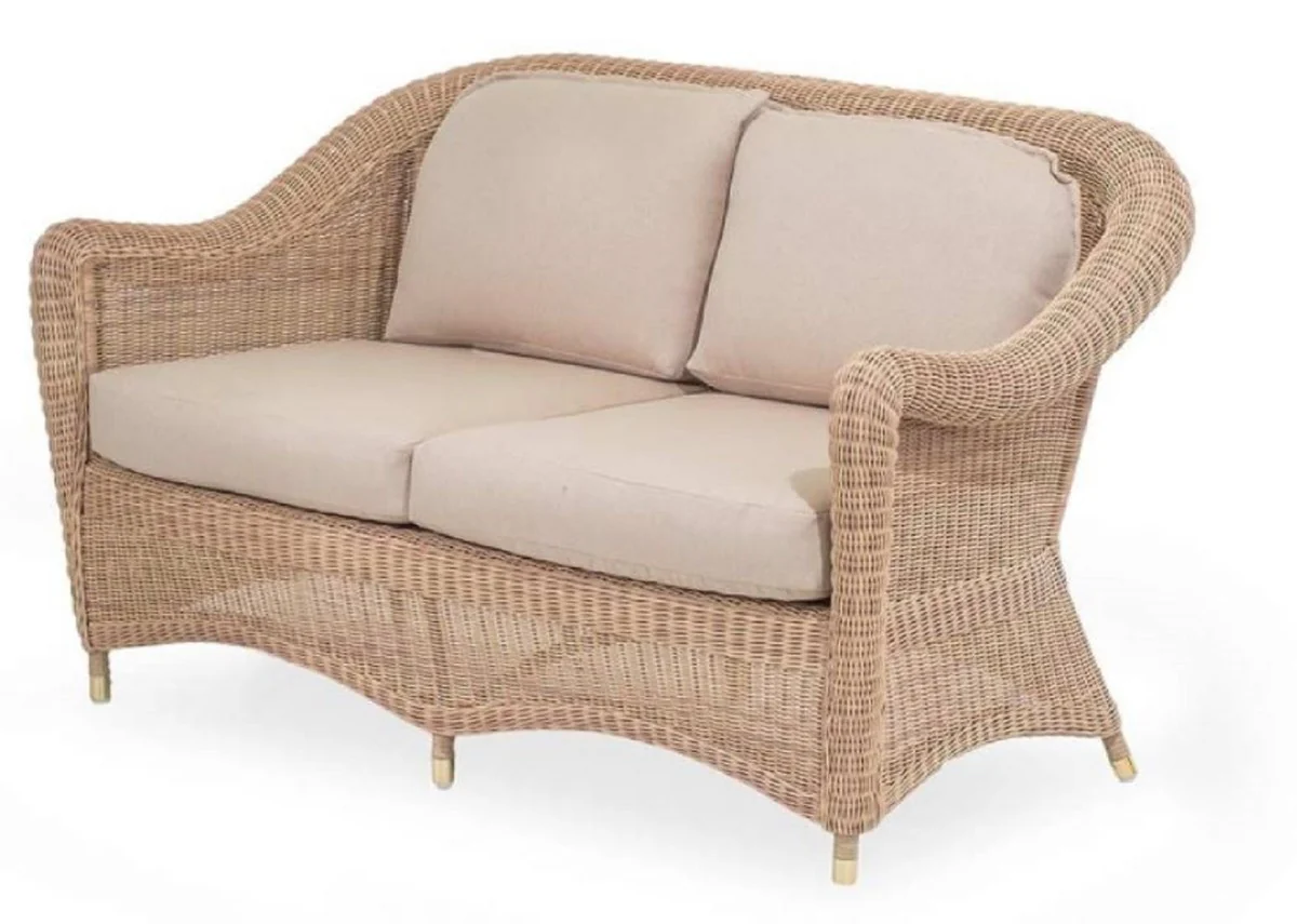 Casa Padrino sof¨¢ de jard¨ªn de lujo de 2 plazas natural / beige 140 cm