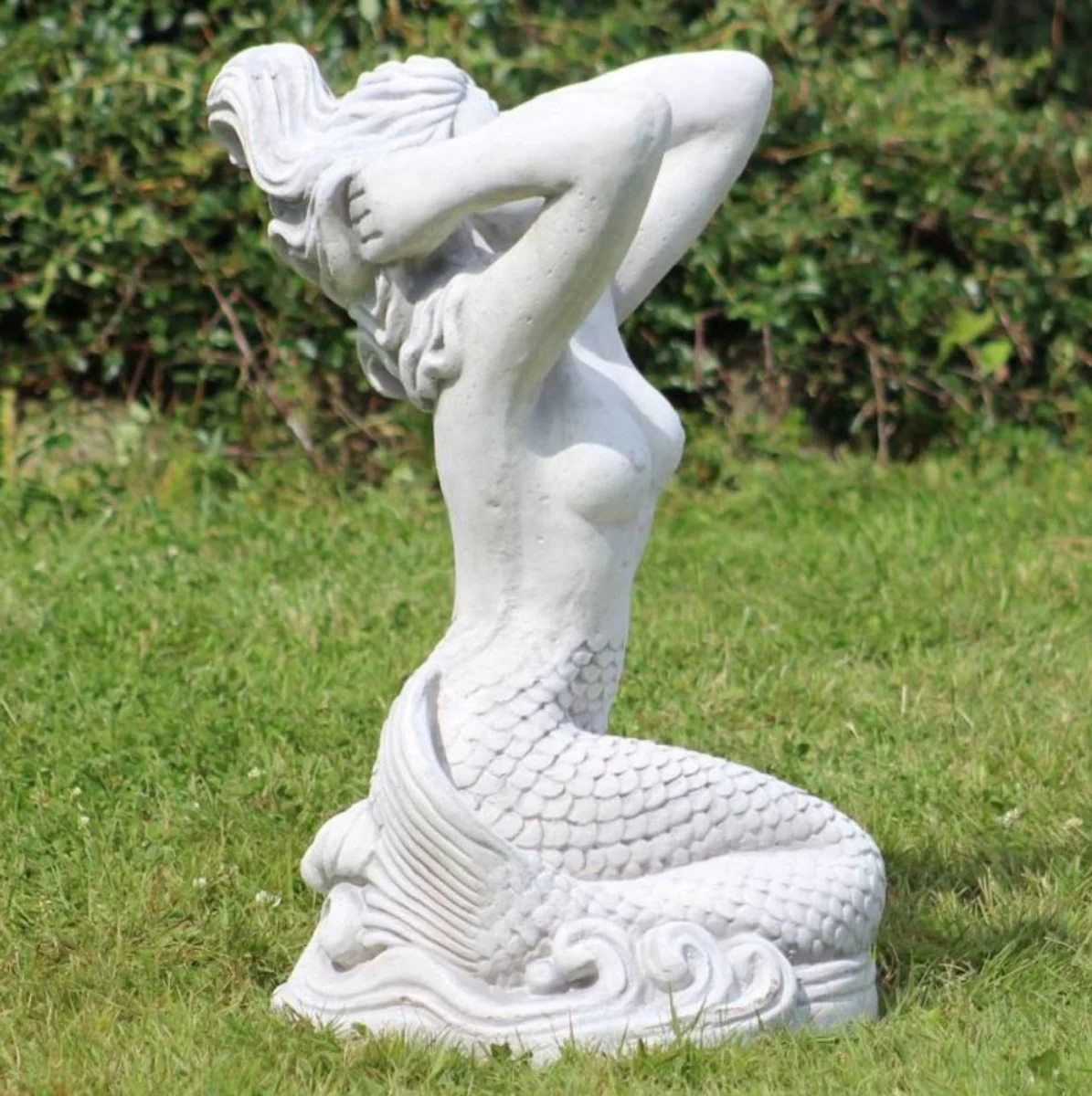 Casa Padrino Escultura de Decoraci¨®n de Jard¨ªn Art Nouveau Sirena Gris 35 x 32 x A. 57 cm - Elegante Figura de Jard¨ªn - Accesorios de Decoraci¨®n de Jard¨ªn Barrocos y Art Nouveau