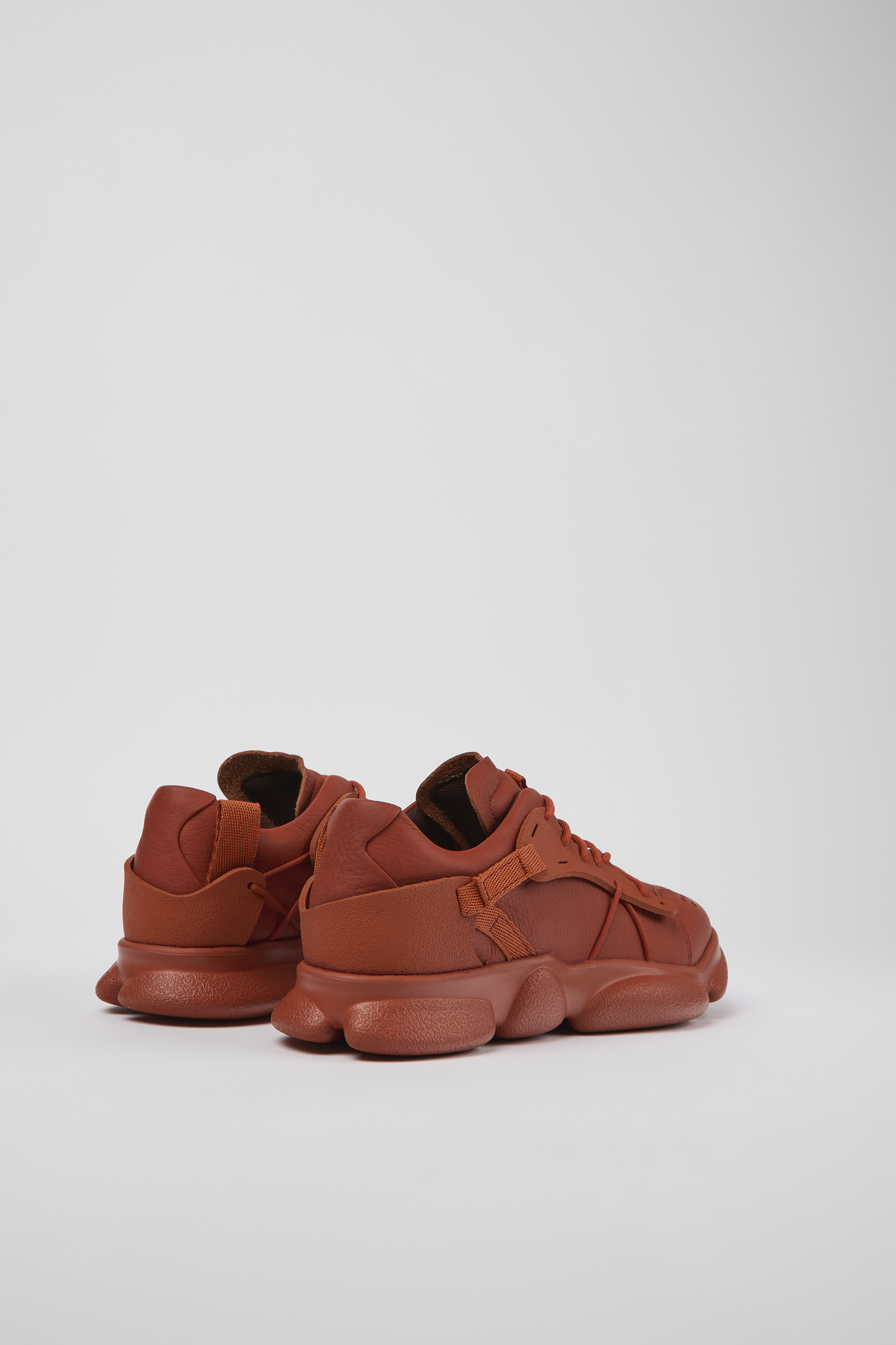 Karst - Red leather and textile sneakers for women
