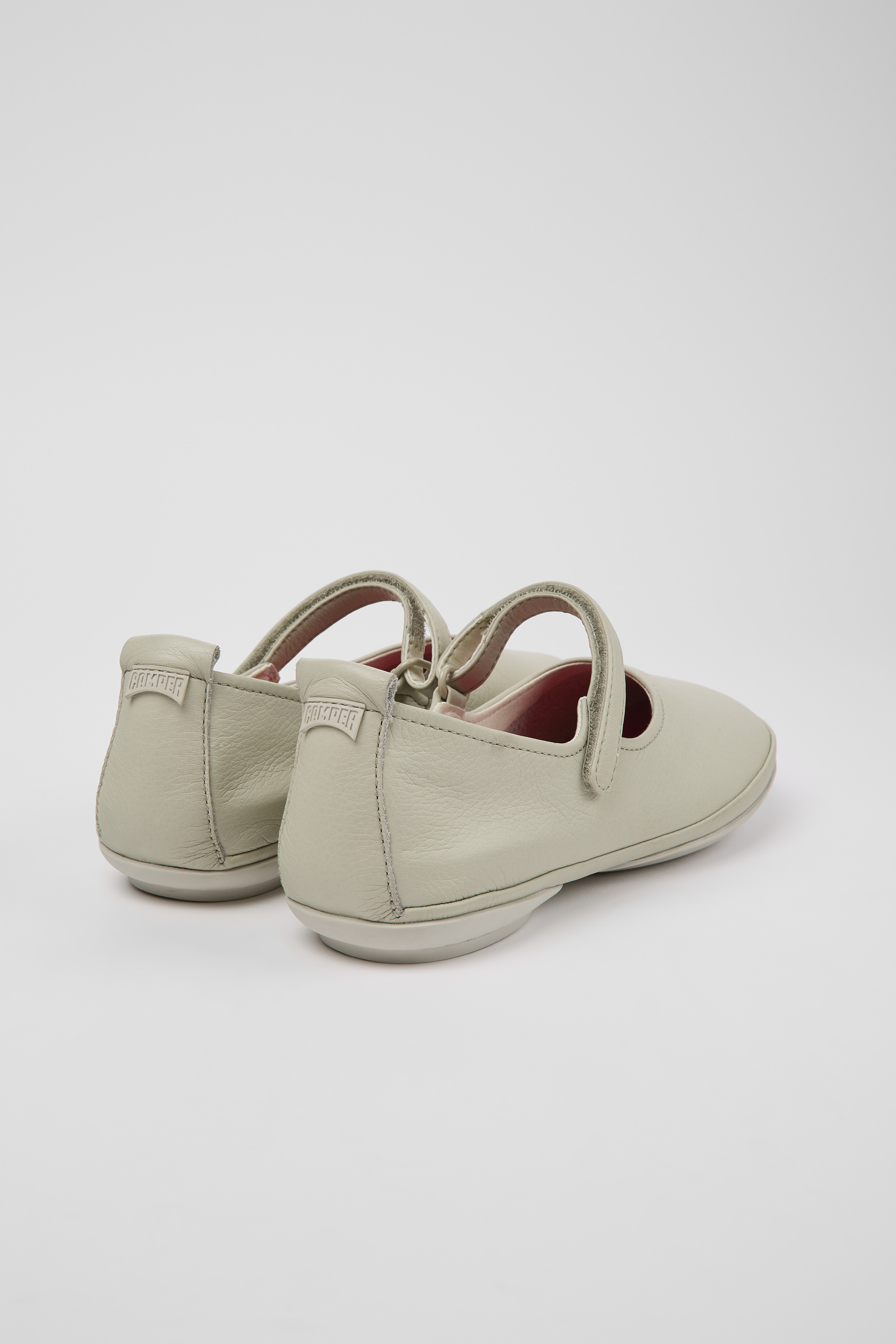 Right - Gray leather ballerinas for women