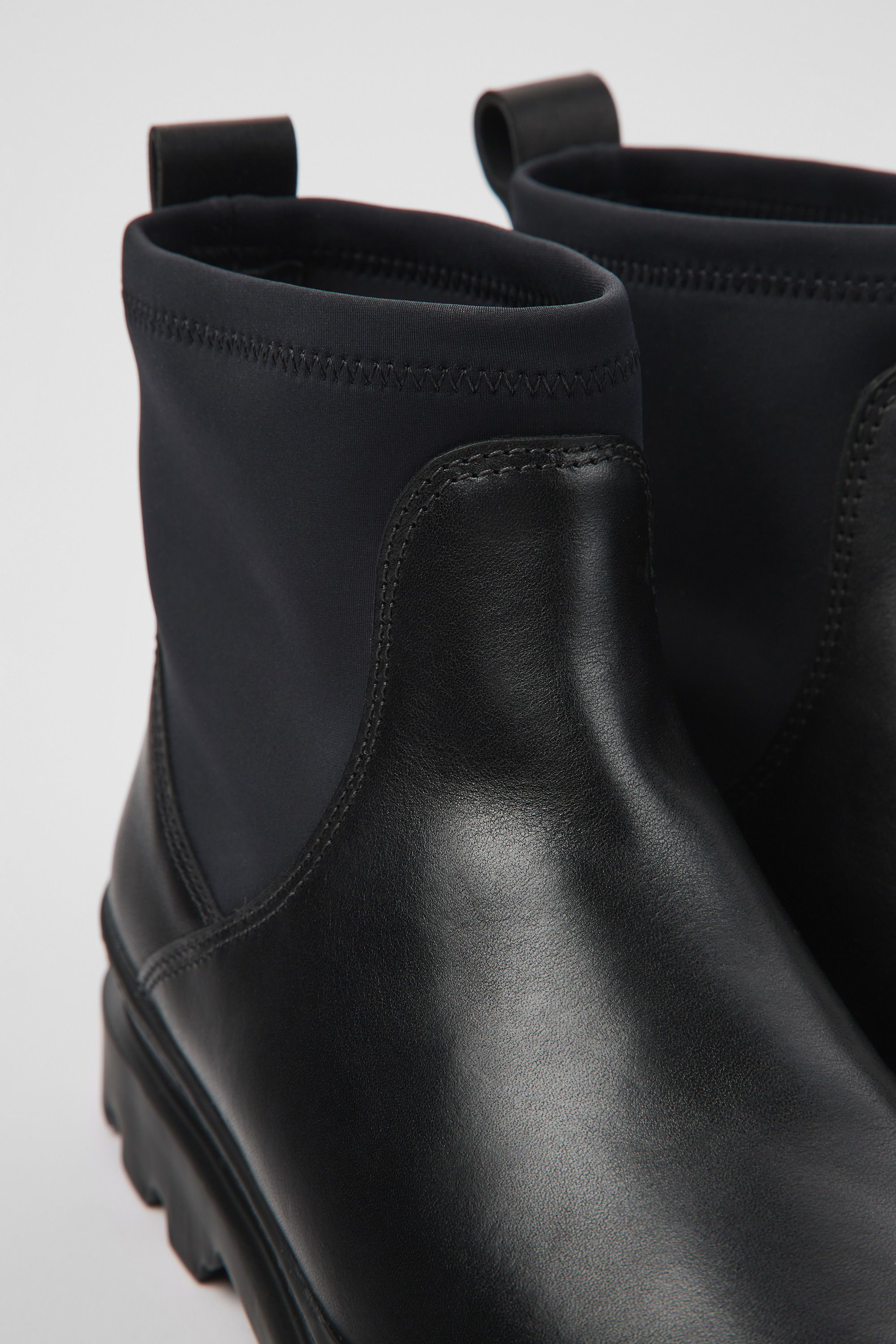 Brutus - Black leather and textile ankle boots for women