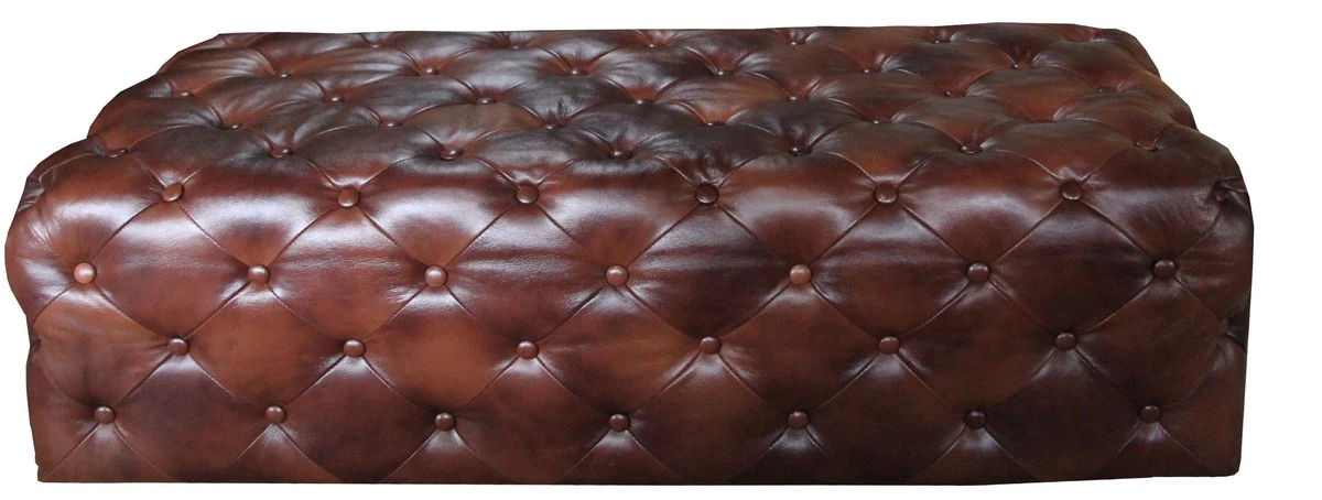 Casa Padrino Luxury Chesterfield Pie de cuero genuino Marr¨®n oscuro 140 x 60 x H. 42 cm - Luxury Furniture