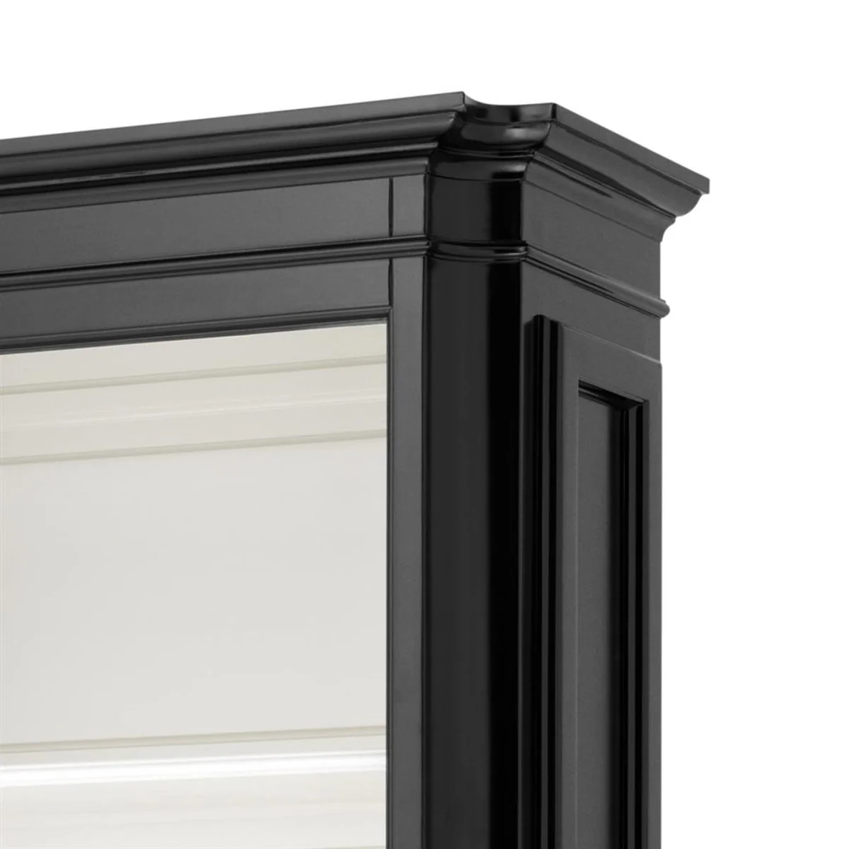 Casa Padrino Luxury Books Cabinet Black Solid Wood Living Room Cabinet Art Nouveau Rococo Showcase Store Interior