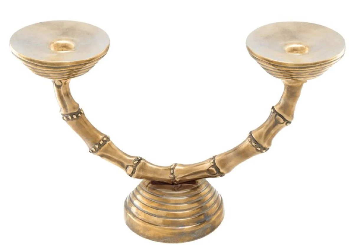Casa Padrino candelabro doble de lujo vintage lat¨®n 32,5 x 11 x H. 21 cm - Accesorios de Decoraci¨®n de Hoteles y Restaurantes