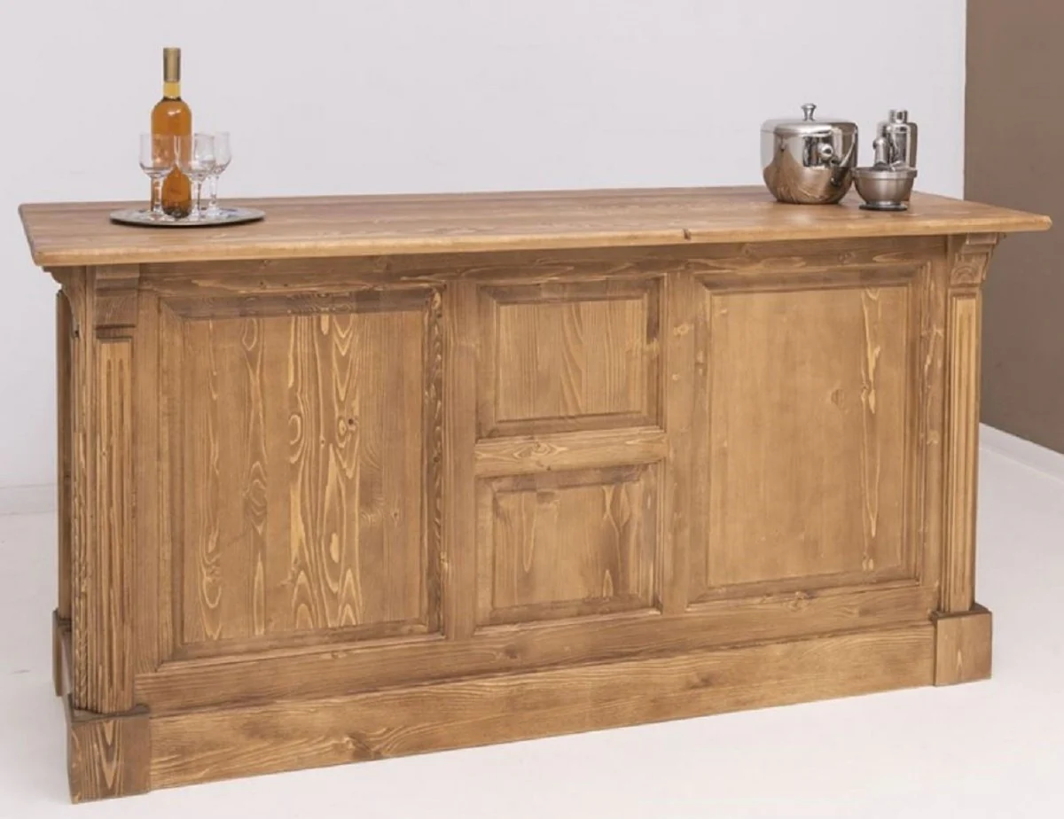 Casa Padrino barra de bar de estilo campestre marr¨®n claro 191 x 68 x A. 95 cm - Mesa de bar de madera maciza - Muebles de bar de madera maciza en estilo campestre