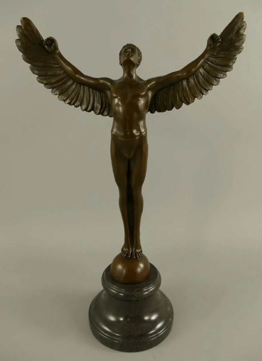 Casa Padrino escultura decorativa Art Nouveau de lujo ángel bronce / negro 27 x 12 x A. 40 cm - Figura de bronce con base de mármol - Esculturas de Bronce Barroco y Art Nouveau