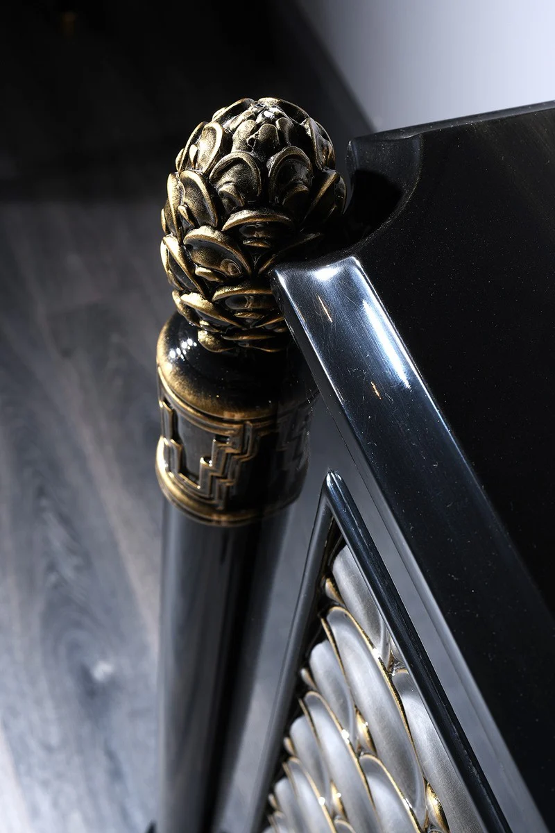 Casa Padrino conjunto de sala de estar barroco de lujo negro / oro - C¨®moda y 3 Espejos de Pared - Muebles Barrocos