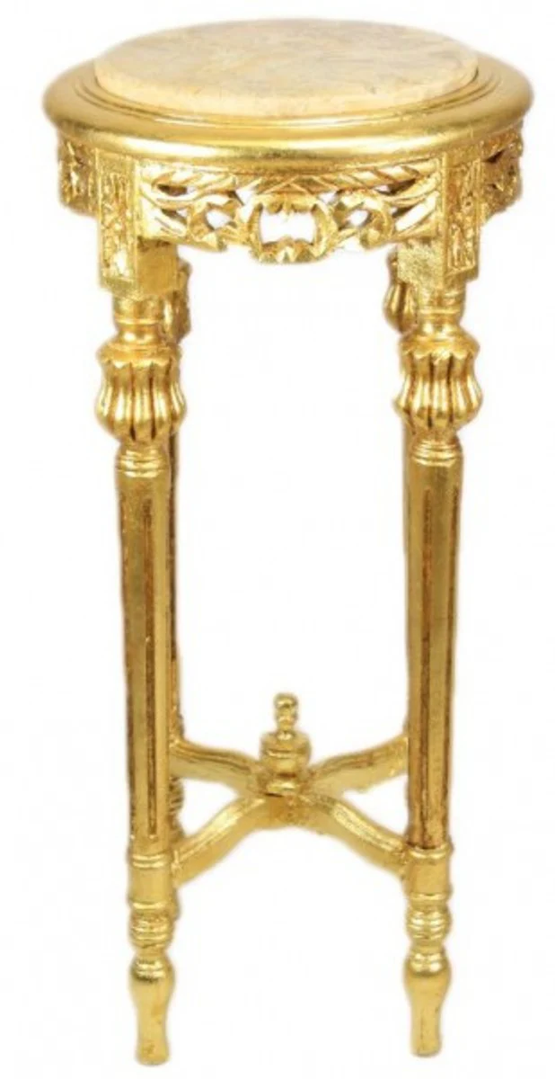 Casa Padrino Baroque table with a cream marble top Round Gold 70 x 35 cm antique style