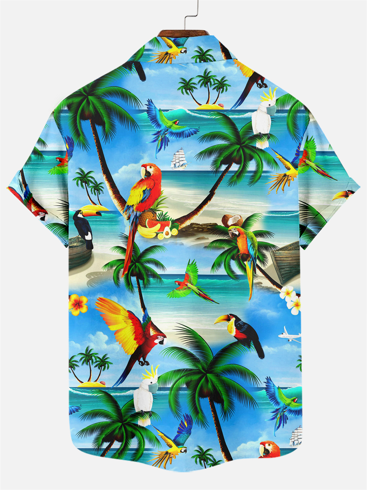 Suitmens Men's Tiki Party Hawaiian Vacation Print Three-Piece Set 030