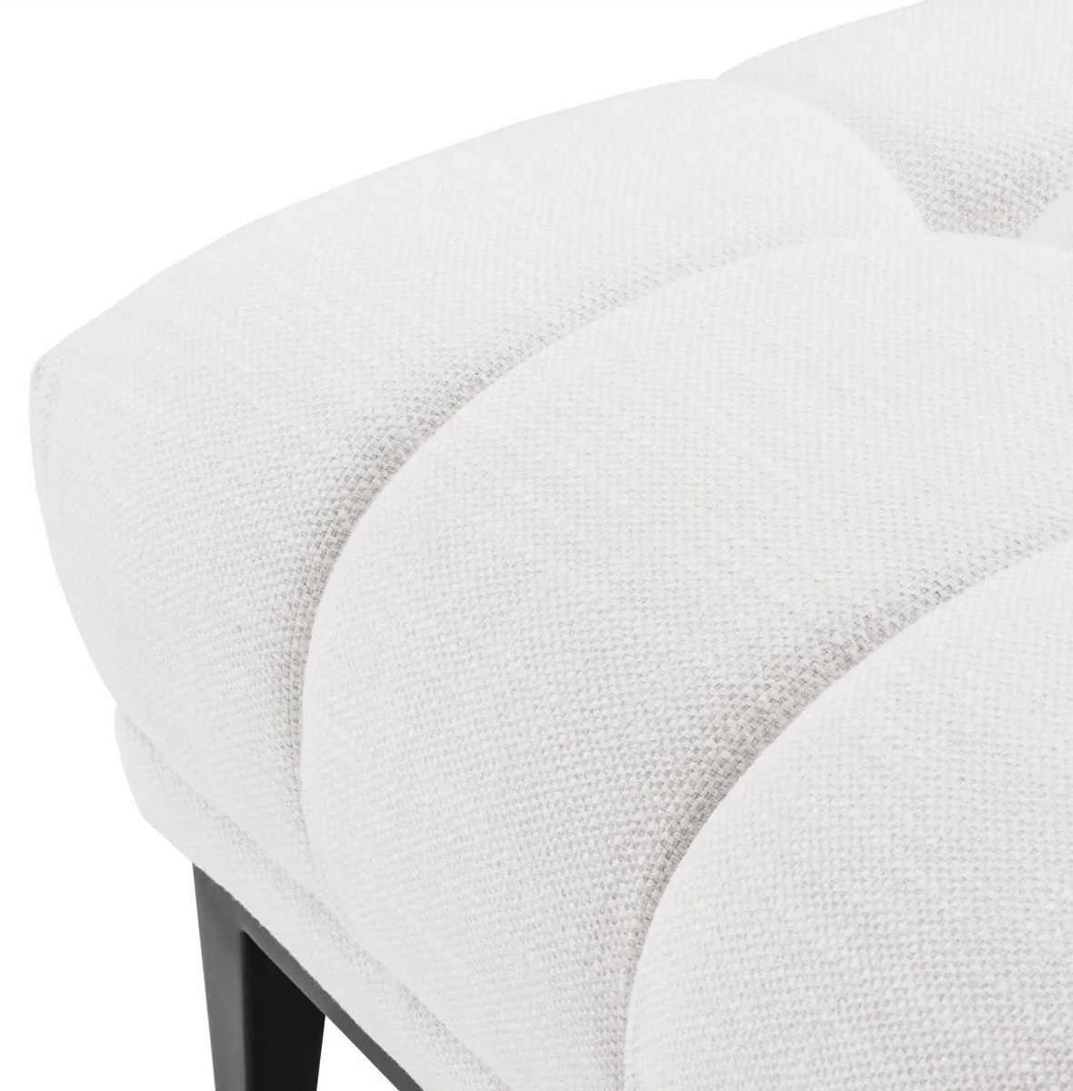 Casa Padrino banco de lujo blanco / negro 124 x 53 x H. 44 cm - Banco Tapizado con Patas de Acero Inoxidable - Muebles de Sala