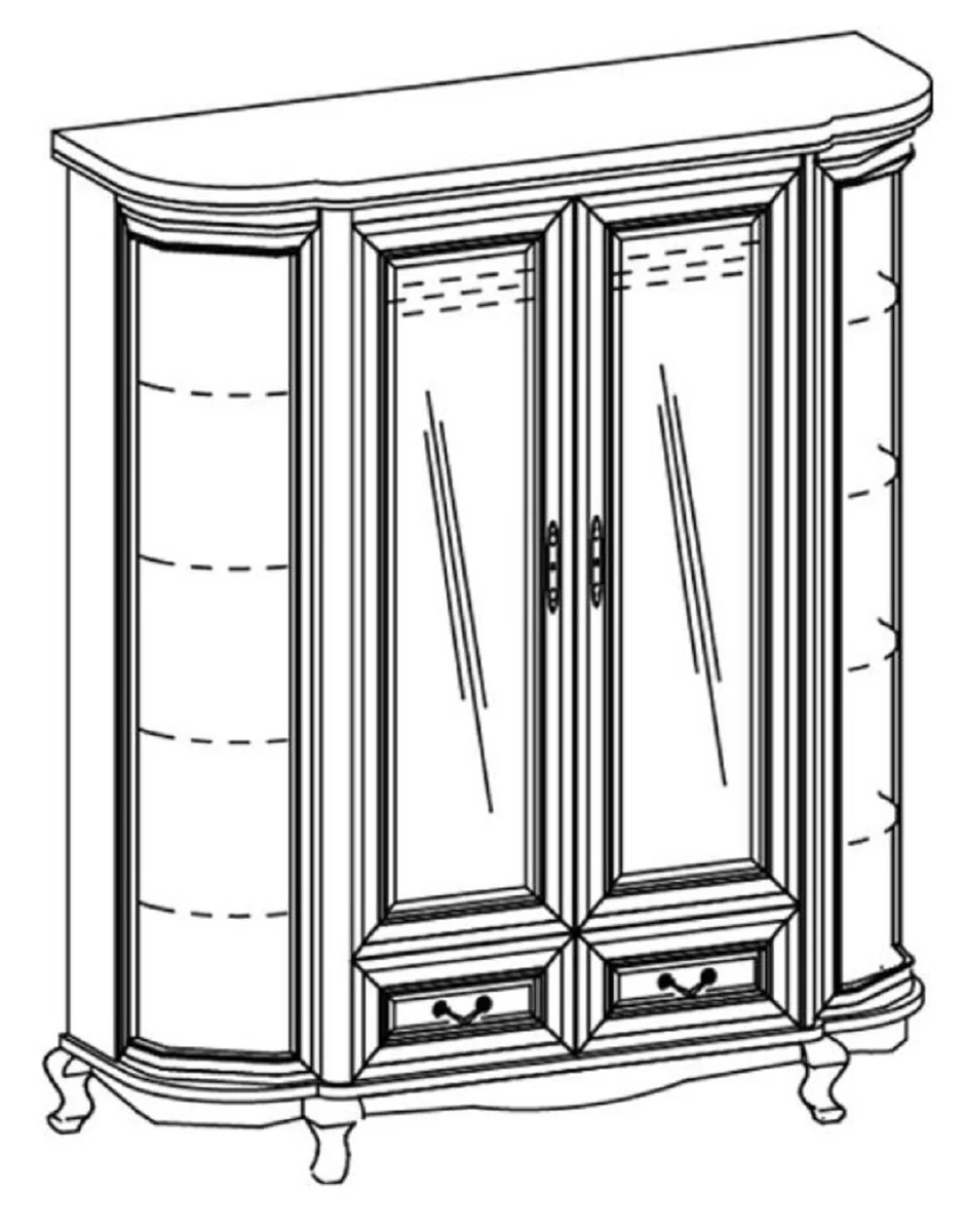 Casa Padrino Armario de Dormitorio Barroco de Lujo Crema / Oro 180,5 x 62,6 x H. 206,6 cm - Suntuoso Armario de Ropa con 4 Puertas y 2 Cajones - Muebles de Dormitorio