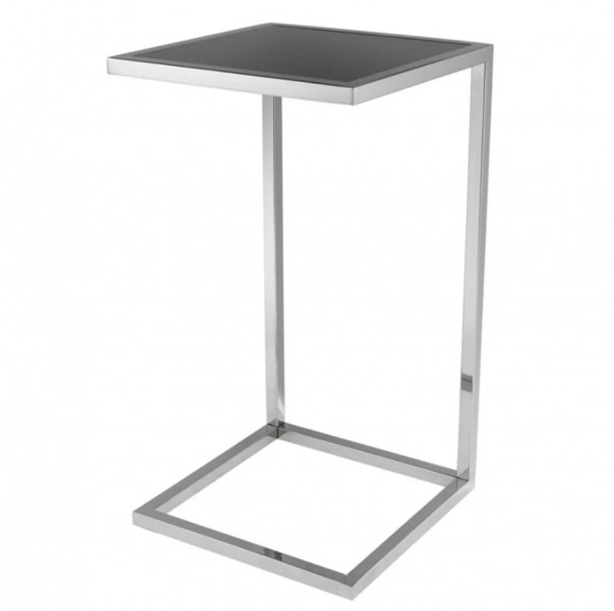 Casa Padrino luxury art deco designer side table nickel with black glass - Luxury Quality