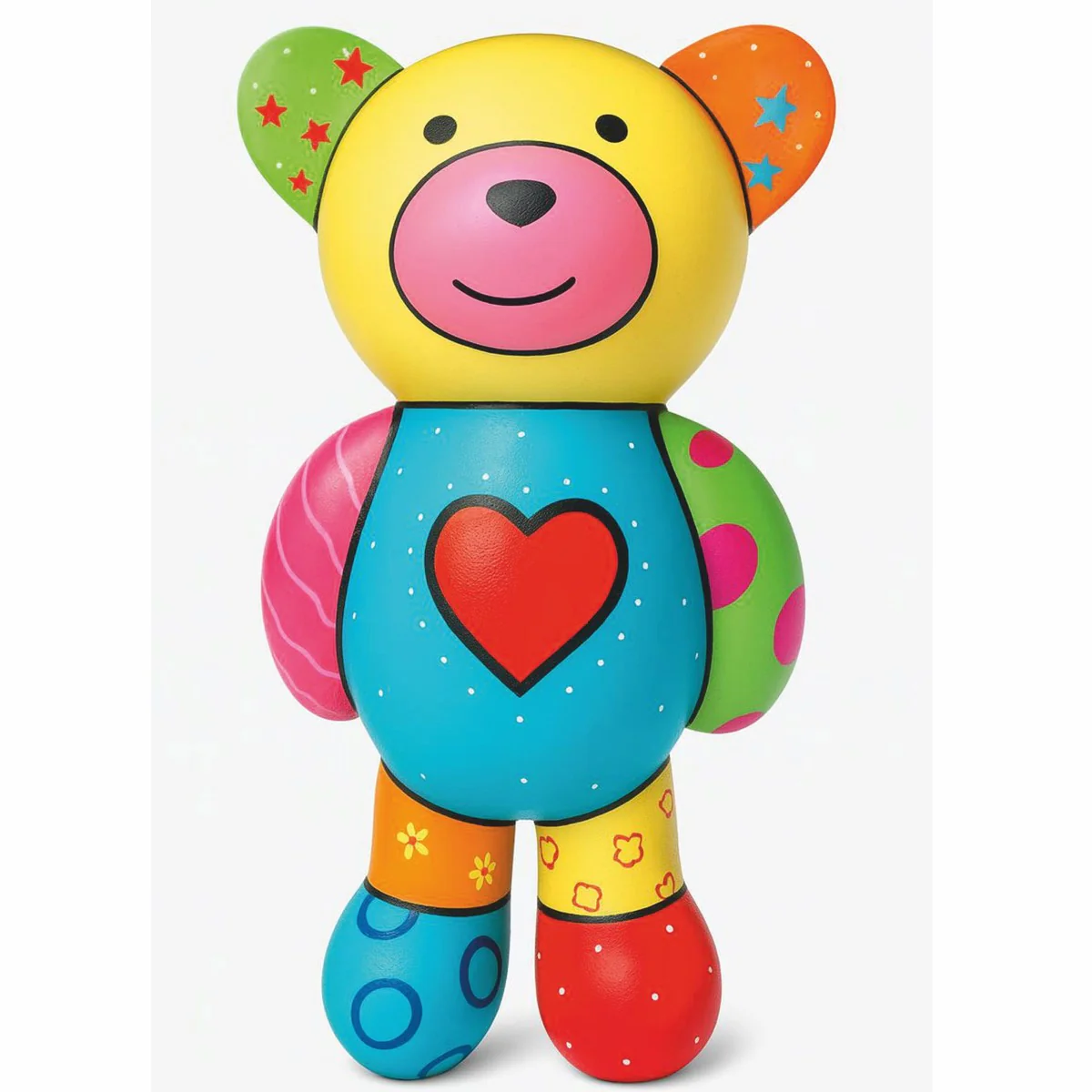 Casa Padrino figura decorativa oso de peluche coraz¨®n colorido A. 46 cm - Escultura Decorativa