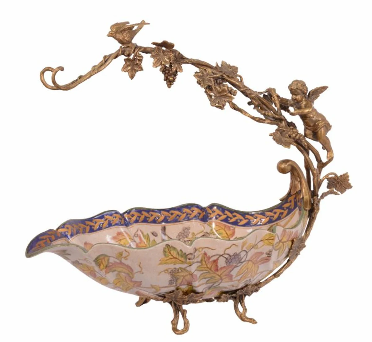 Casa Padrino luxury baroque porcelain fruit shell with brass handle - Hotel Collection