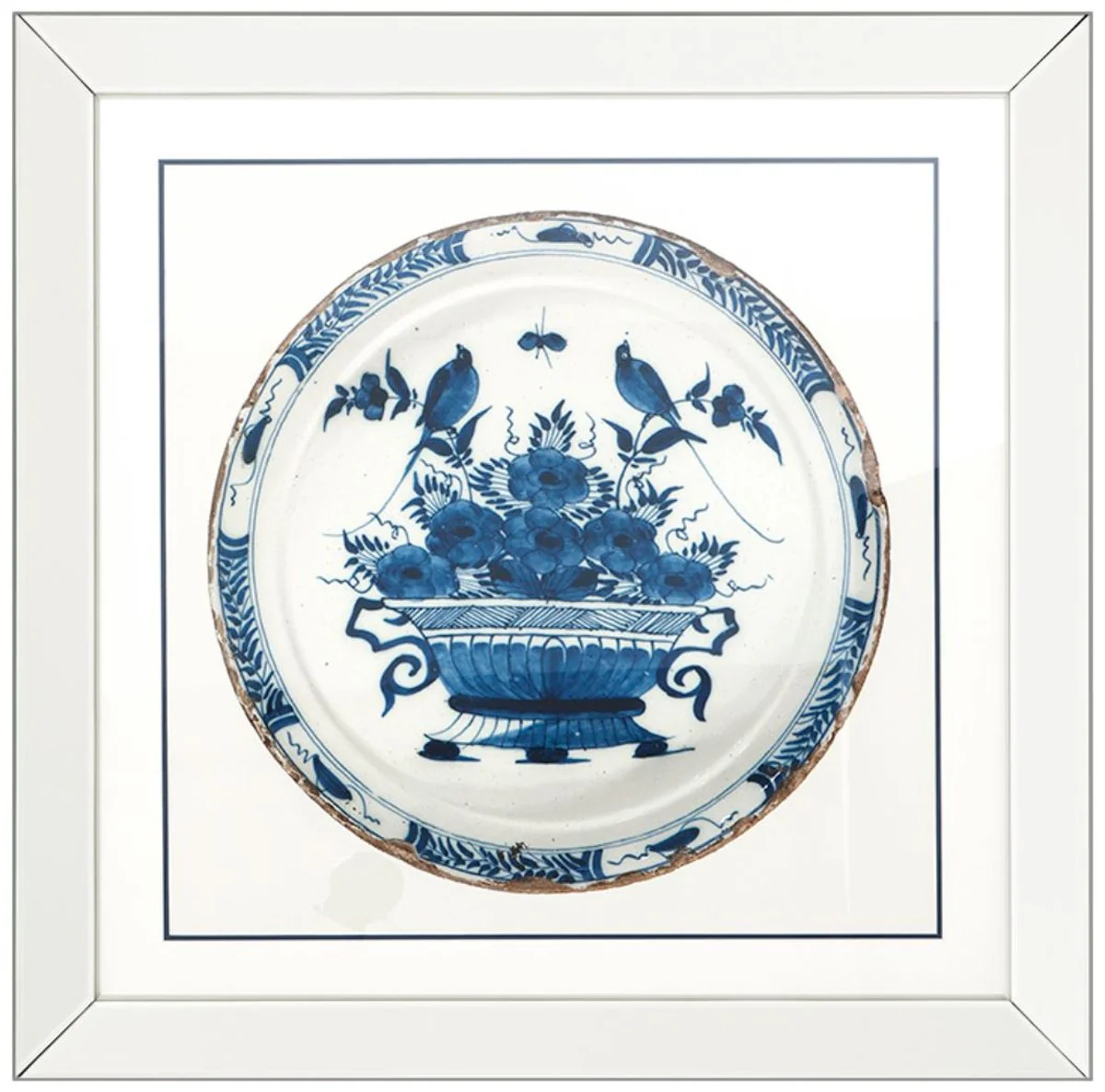 Casa Padrino imágenes set / set de impresión de 4 platos de porcelana china antigua blanco / azul 80 x H. 80 cm - Decoración de Pared de Lujo