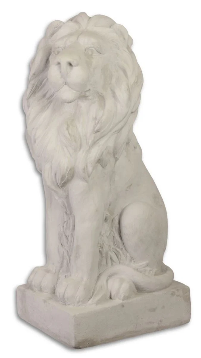 Casa Padrino Garden Terraces Decoration Escultura Sentado Lion Blanco Gris 26,5 x 37 x H. 75 cm - Decoración del Hotel y Restaurante