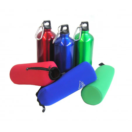 Hosa Aluminio Mosquetón 1 Litro funda neopreno roja - Botella cantimplora