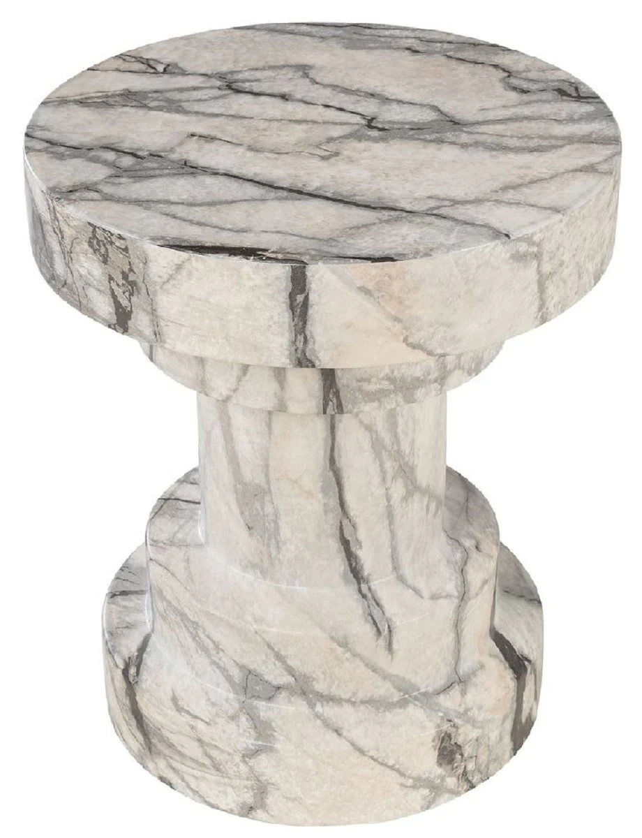 Casa Padrino mesa auxiliar / taburete de lujo con aspecto de m¨¢rmol blanco ? 38 x A. 45 cm - Muebles de sal¨®n con aspecto de m¨¢rmol - Muebles de lujo - Colecci¨®n de lujo