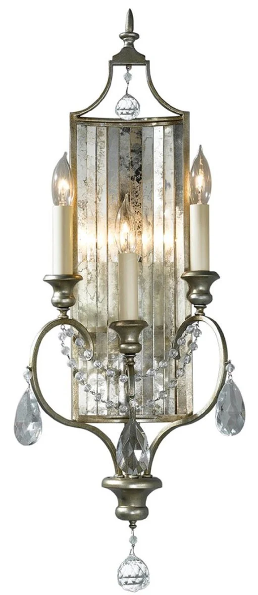 Casa Padrino lámpara de pared de cristal barroco plata / oro 27 x 11,4 x A. 66 cm - Elegante lámpara de pared en estilo barroco - Muebles Barrocos