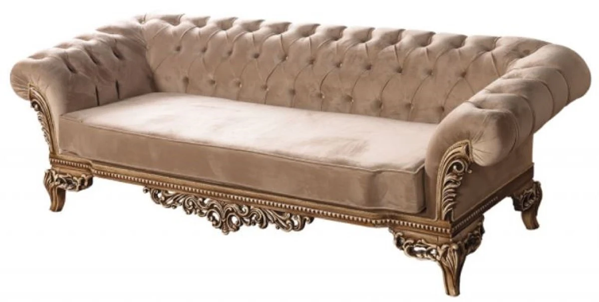 Casa Padrino sof¨¢ Chesterfield barroco de lujo marr¨®n - Magn¨ªfico sof¨¢ de sal¨®n en estilo barroco - Muebles de sal¨®n barrocos - Noble y Magn¨ªfico