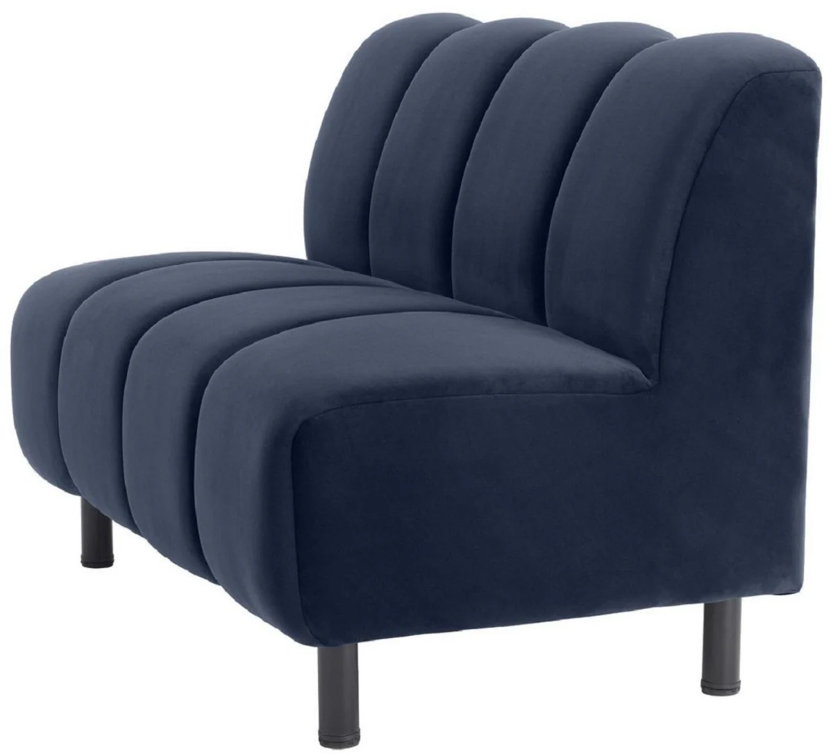 Casa Padrino sof¨¢ de lujo azul medianoche / negro 121 x 75 x A. 87 cm - Sof¨¢ de sal¨®n con terciopelo fino - Muebles de Lujo