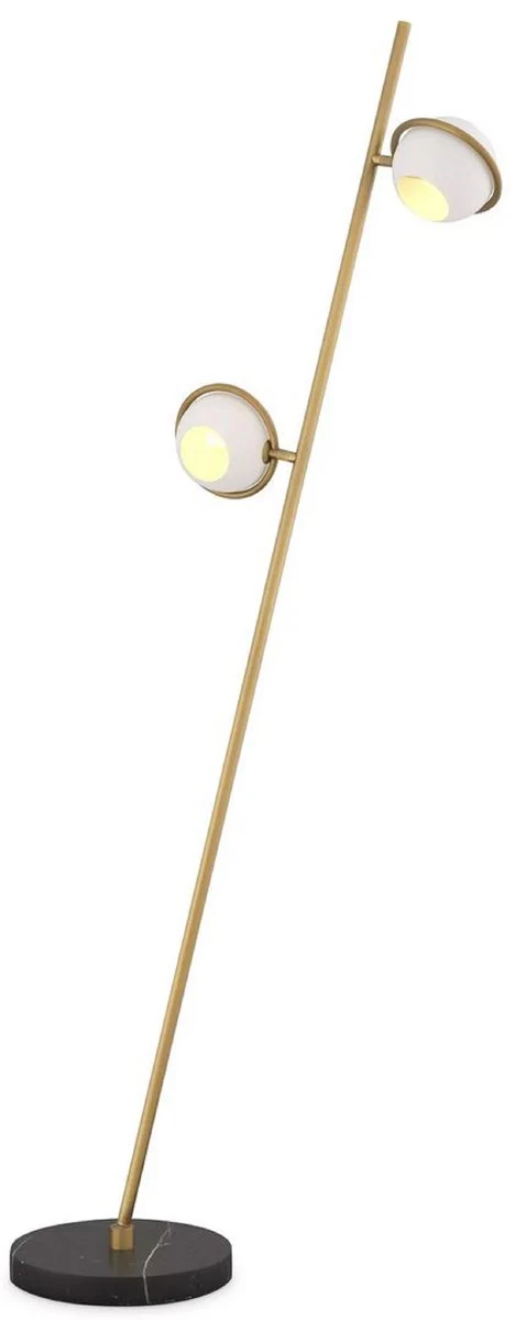 Casa Padrino lámpara de pie de lujo latón antiguo / blanco / negro Ø 26 x A. 150 cm - Lámpara de pie giratoria con base de mármol - Lámparas de pie de lujo - Luces de lujo - Muebles de lujo