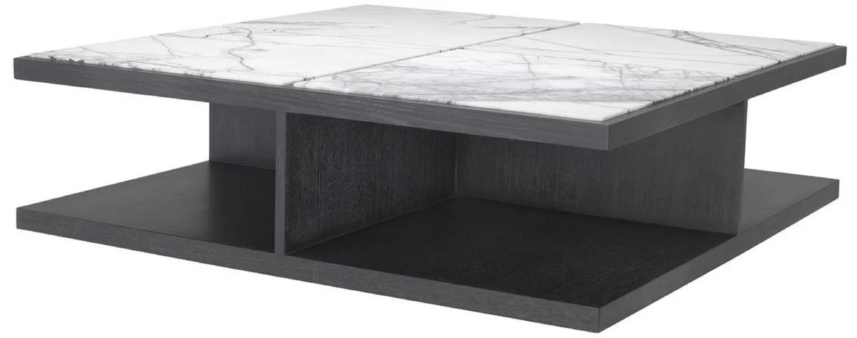 Casa Padrino mesa de centro de lujo blanco / morado / gris antracita 120 x 120 x A. 35 cm - Moderna mesa de sal¨®n de madera maciza con encimeras de m¨¢rmol - Calidad de Lujo