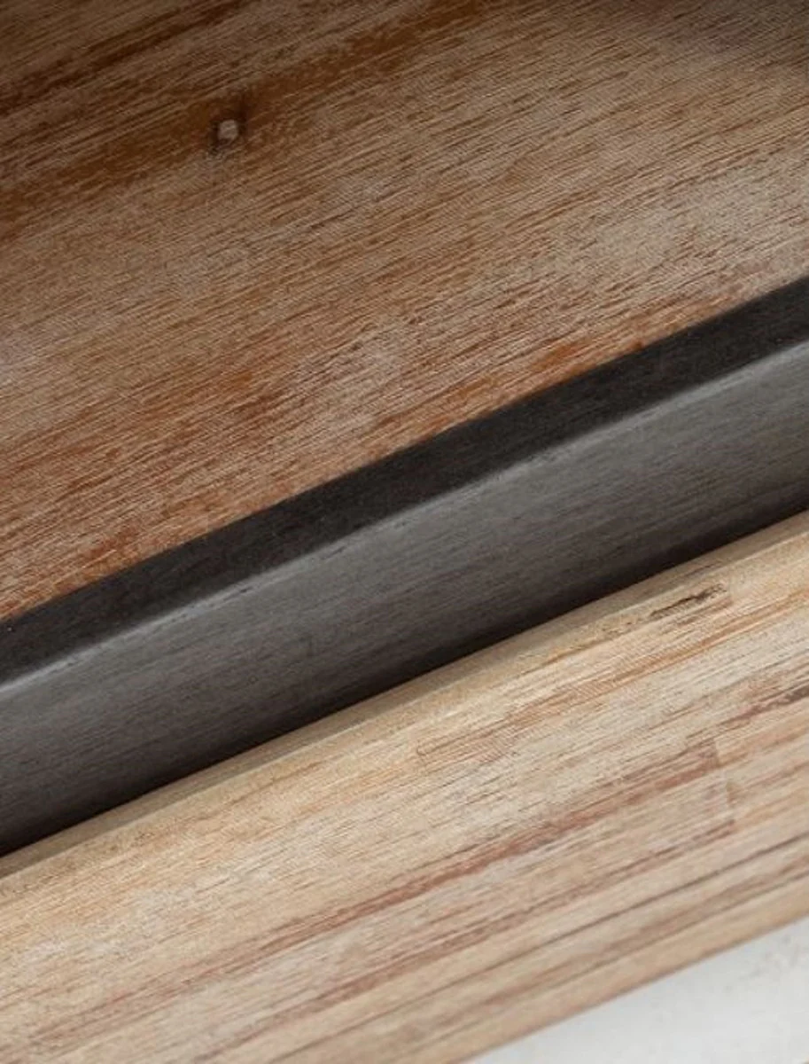 Casa Padrino armario de televisi¨®n de dise?o con puerta y caj¨®n natural / gris teca 170 x 42 x H. 46 cm - Aparador - ?Hecho a mano de madera maciza!