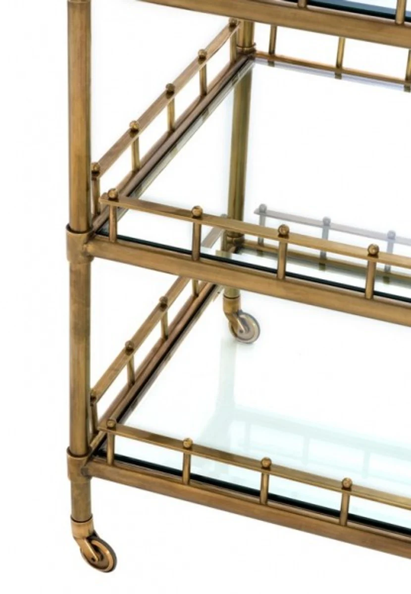 Casa Padrino luxury Bar Trolley trolley antique brass style - cut glass - Luxury Hotel & Restaurant Furniture Trolley