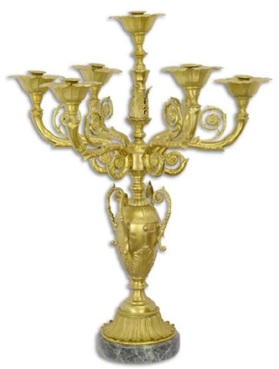Casa Padrino portavela de mesa barroco de lujo oro / negro 61,5 x 61,5 x A. 82 cm - Magnífico portavela de bronce de estilo barroco - Accesorios decorativos barrocos - Muebles barrocos