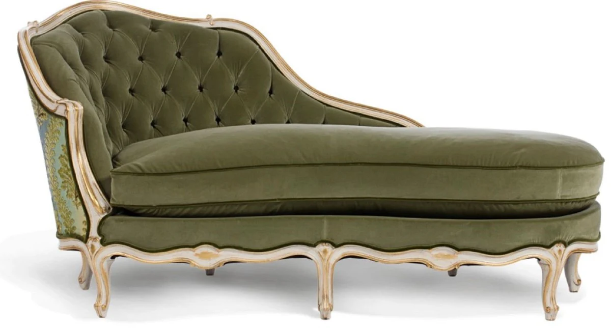 Casa Padrino chaise longue barroco de lujo verde / blanco / oro 166 cm - Hecho en Italia
