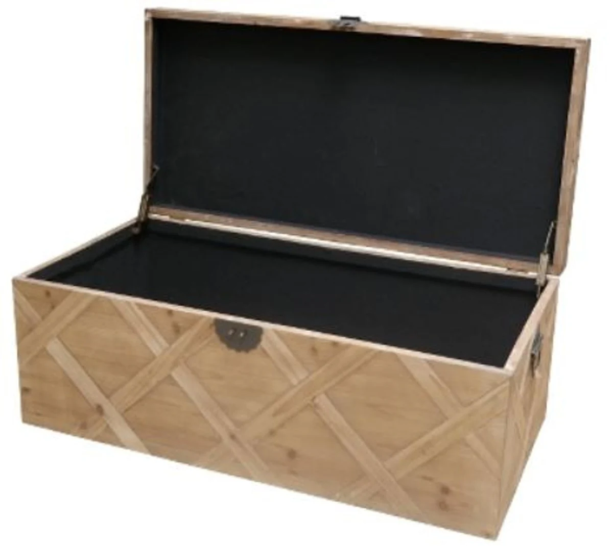 Casa Padrino Country Style Chest Natural Colors 100 x 48 x H. 40 cm - Handmade Wooden Chest in Parquet Look